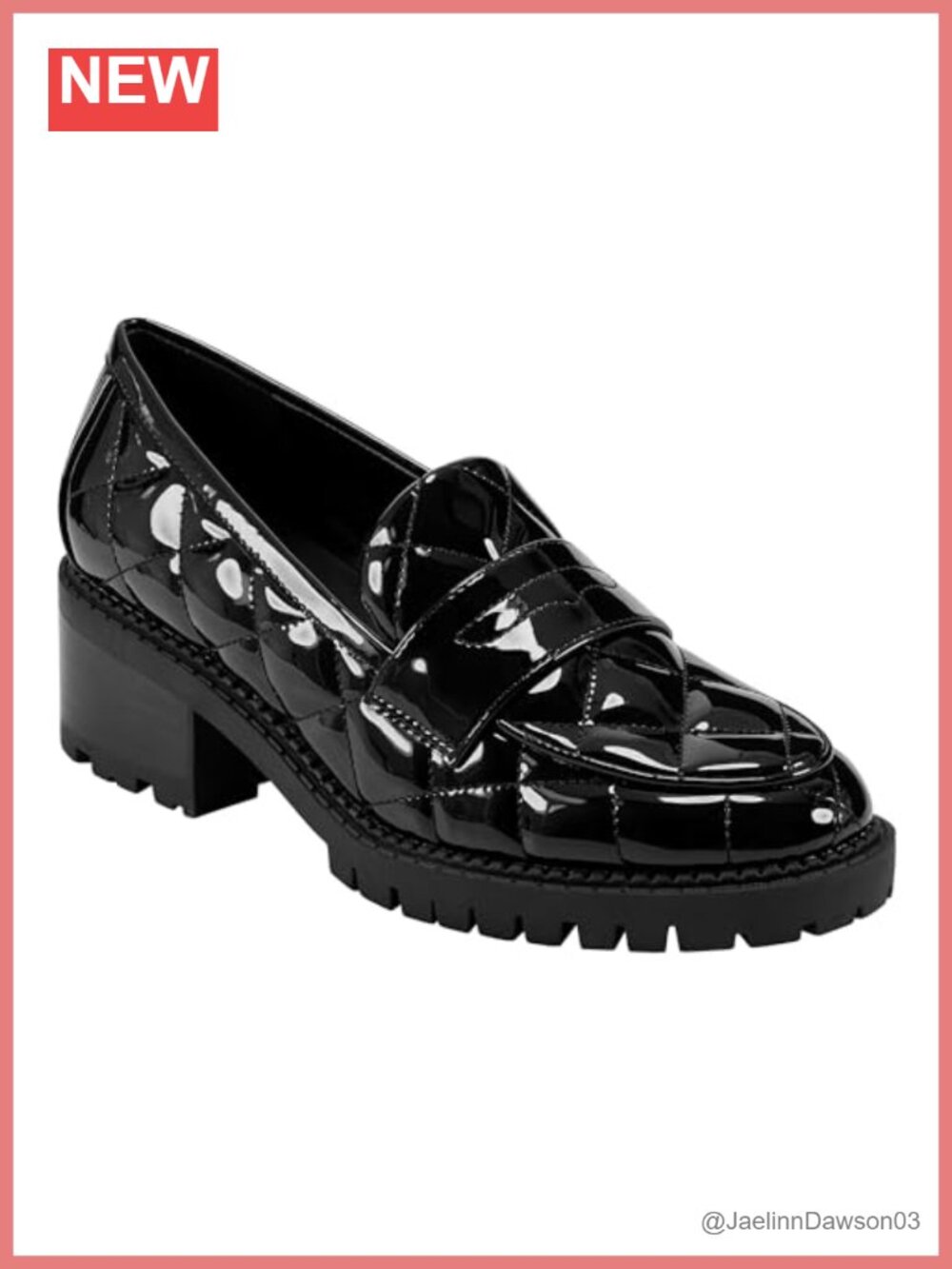 Faux Leather Block Heel Loafer Slip-On Lug Sole